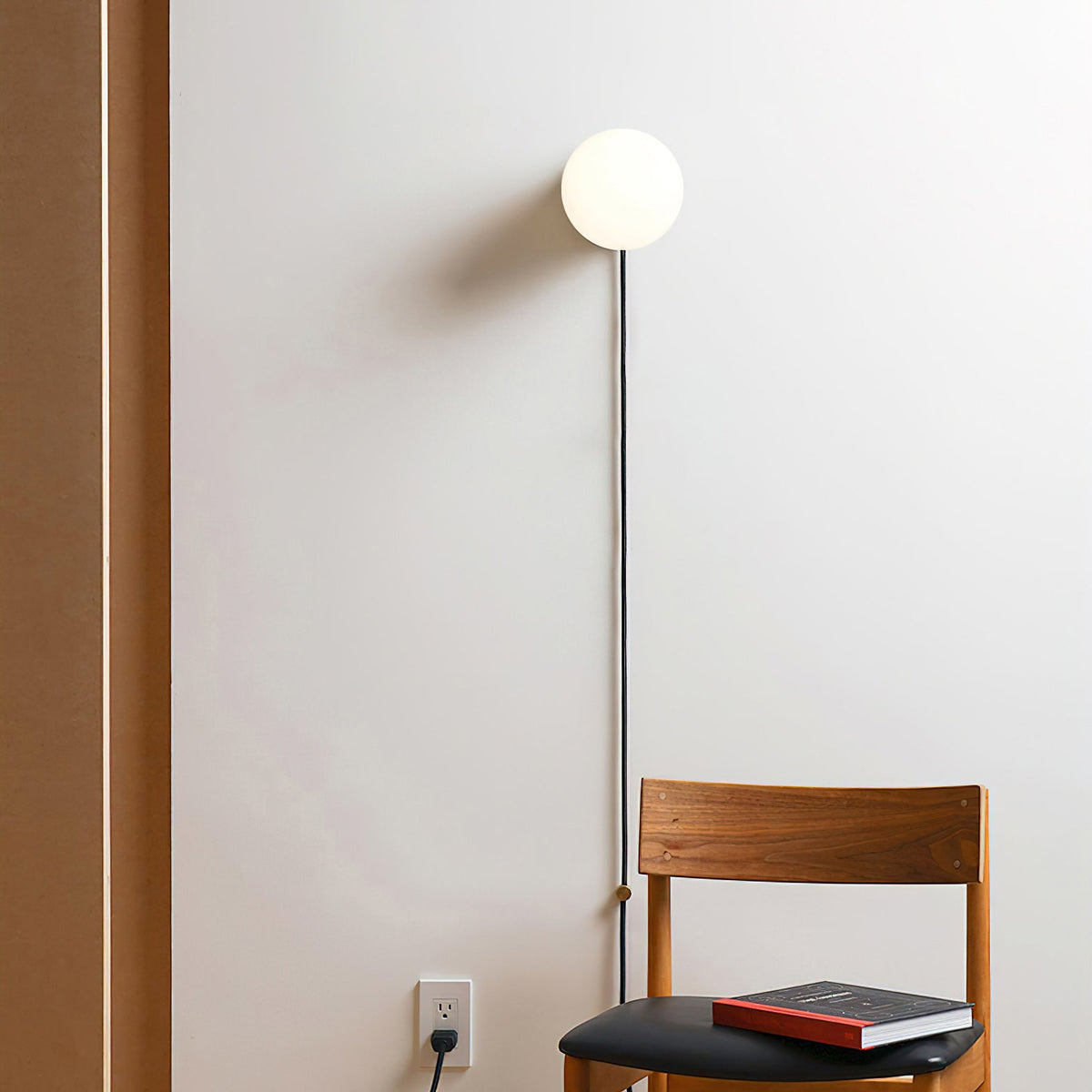 Plug in wall sconce, glass globe, view 4