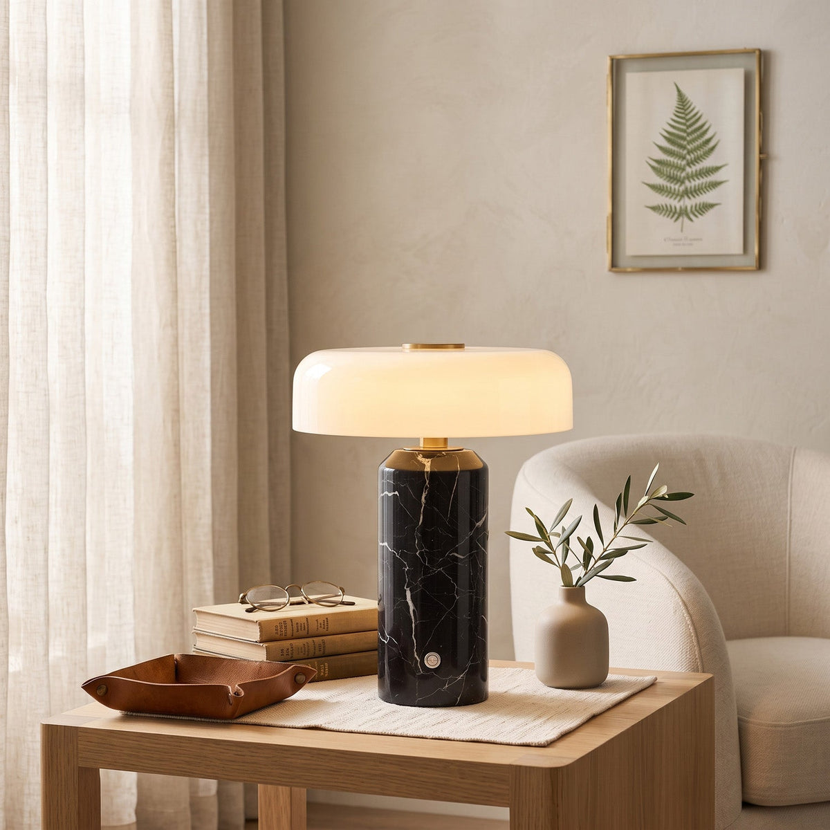 Marble table lamp, rechargeable cordless, view 8