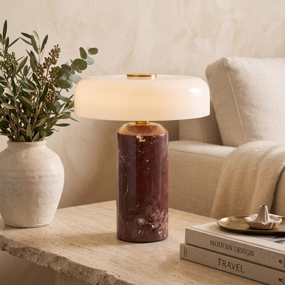 Marble table lamp, rechargeable cordless, view 2