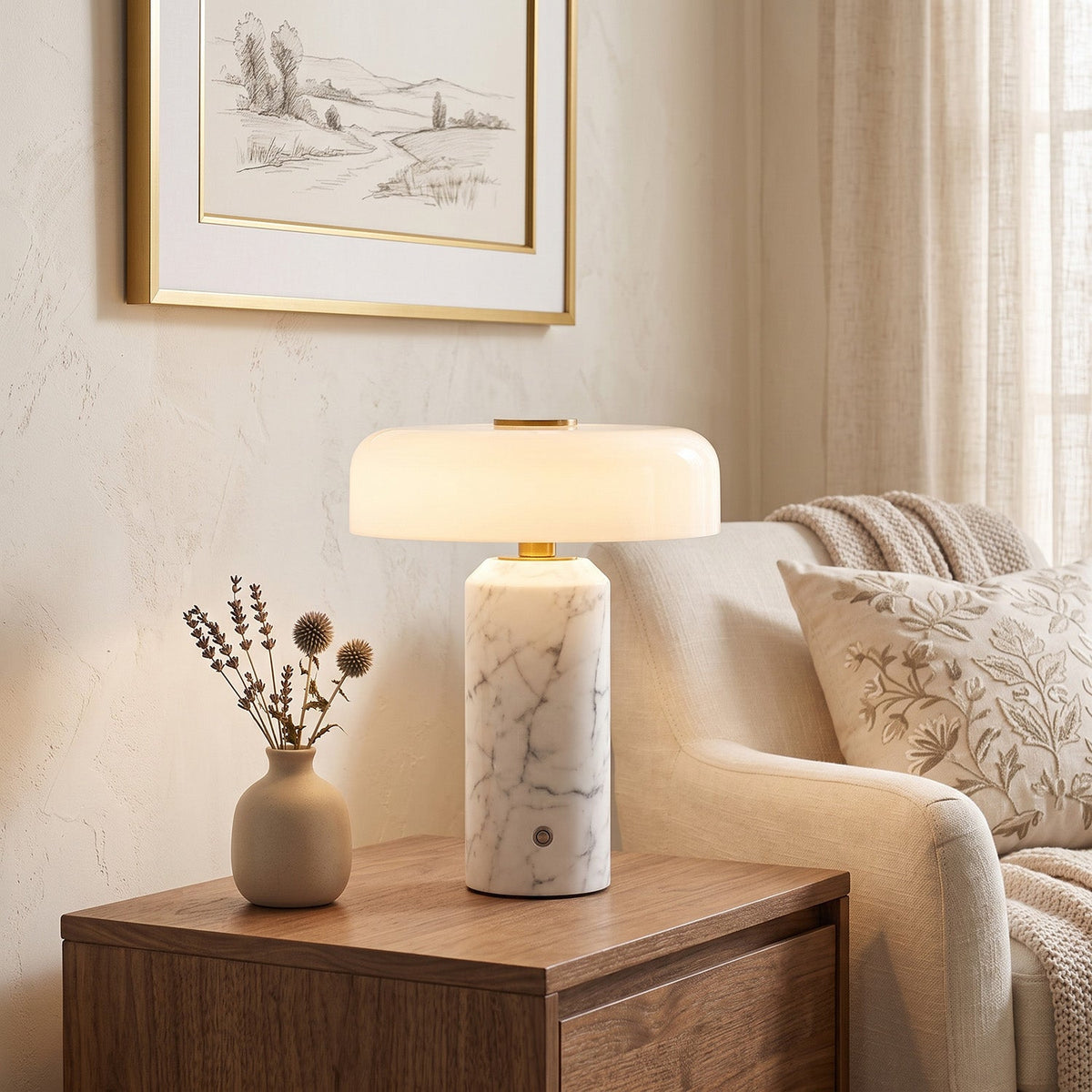 Marble table lamp, rechargeable cordless, view 7