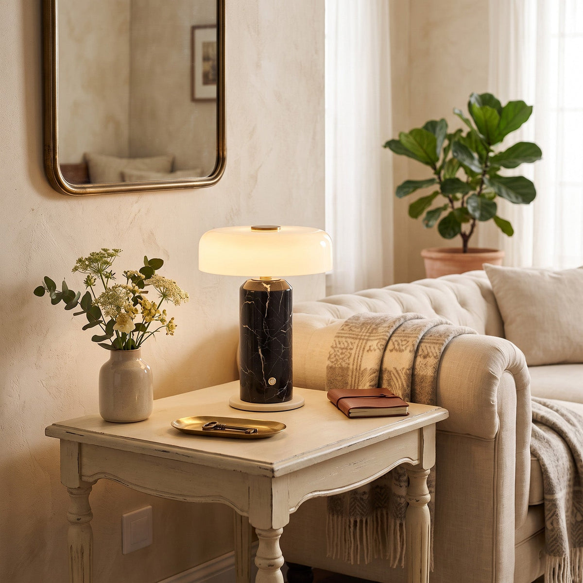 Marble table lamp, rechargeable cordless, view 5
