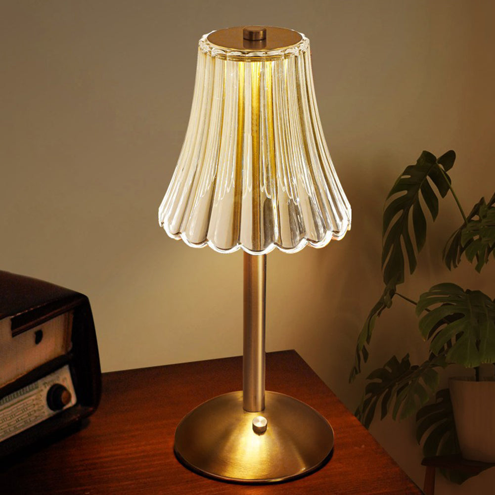 Gold cordless table lamp, crystal shade, view 10