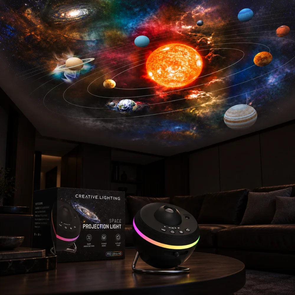 Galaxy projector with motif discs, view 1
