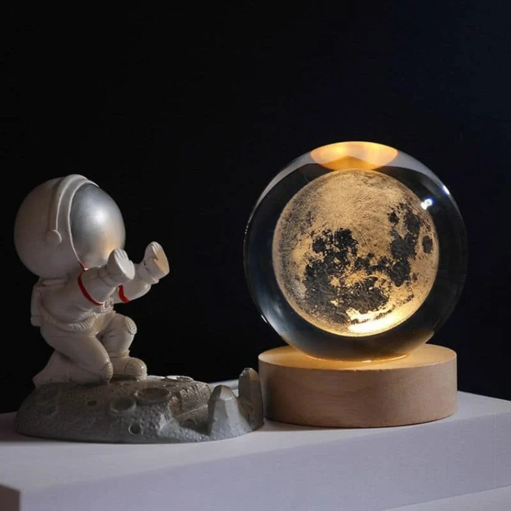 3D crystal ball lamp, moon & galaxy, view 4