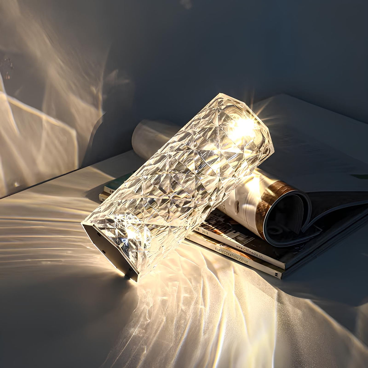 Crystal touch lamp with remote, view 3