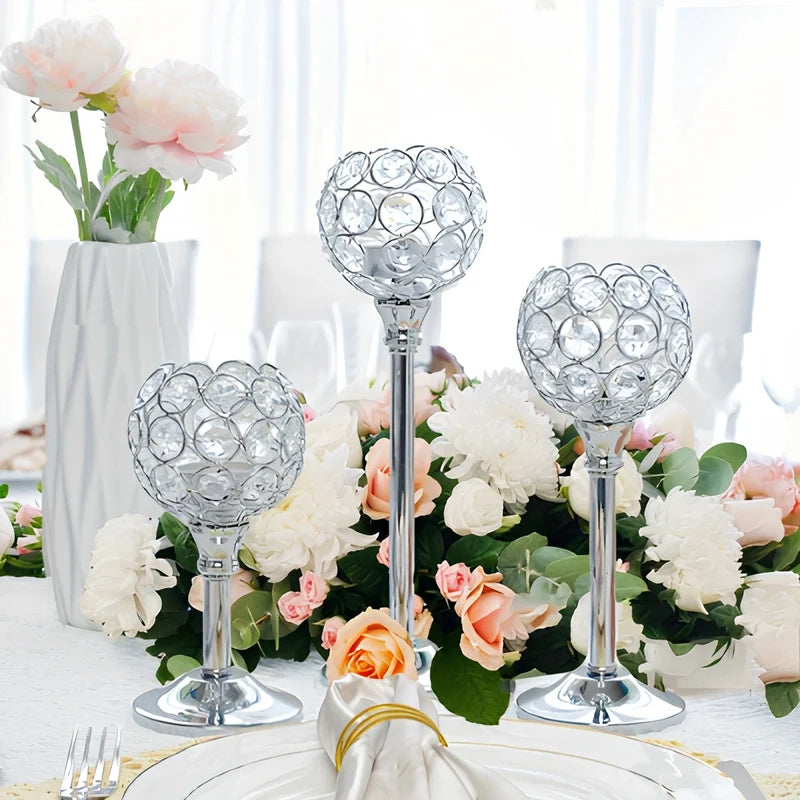 Crystal candle holder, gold or silver, view 8
